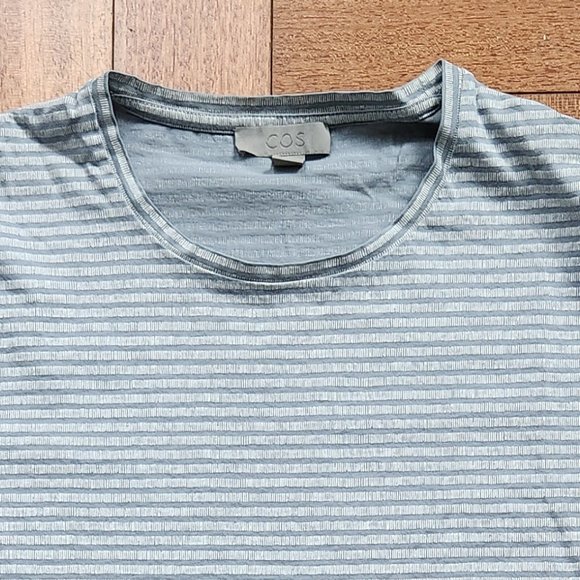 COS Blue and White Striped Crewneck Short-Sleeve T-Shirt - Picture 2 of 5